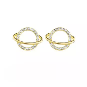 Серьги-гвоздики из серебра S925 пробы с изображением планеты. Серьги-гвоздики с изображением Сатурна из нишевого дизайна. Простые, маленькие и изысканные серьги. 925 Silver