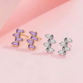 Серьги-гвоздики из серебра S925 пробы с геометрической трапециевидной формой, изысканные серьги с виноградом, легкие, роскошные, высокого класса, нестандартные серьги 925 Silver