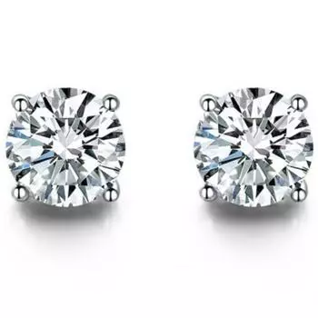 Серьги-гвоздики из серебра с белым круглым кубическим цирконием AAA 6 мм 7 мм 8 мм белый