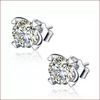 Серьги-гвоздики из серебра с настоящим цирконием в форме сердца, модные украшения для ушей, посеребренные платиновые серебряные украшения