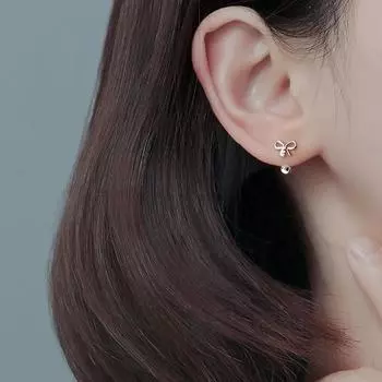 Серьги-гвоздики из серебра с покрытием S925, новые женские серьги-гвоздики из Японии и Южной Кореи, простые серьги-гвоздики с закрученными винтами и серьгами-гвоздиками с бриллиантовым бантом