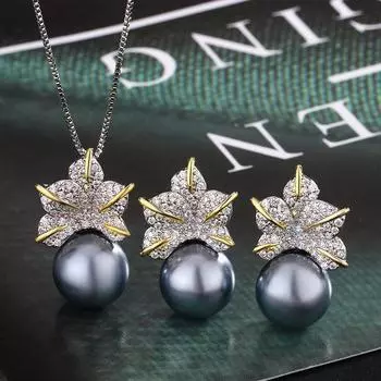 Серьги-гвоздики из серого жемчуга платинового цвета, ожерелье, модное, серебряное, австралийское, с белым жемчугом, ожерелье, комплект для женщин, премиум-класса