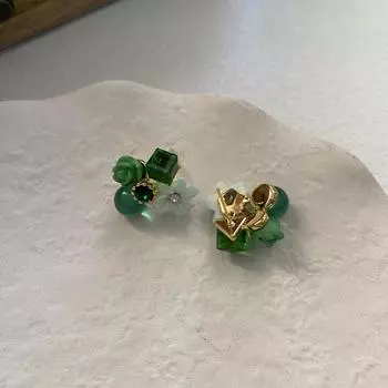 Серьги-гвоздики из смолы и масла в стиле Advanced Sense Light Luxury Temperament, универсальные серьги-гвоздики из циркония с рифмой в стиле ретро из фиолетового цветка и кленового дерева