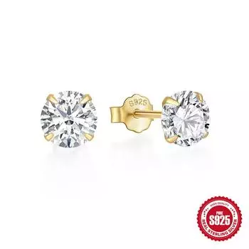 Серьги-гвоздики из стерлингового серебра 925 пробы с четырьмя лапками и алмазной нитью для прокола ушей в форме бабочки 925 Silver