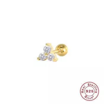 Серьги-гвоздики из стерлингового серебра 925 пробы с геометрическим узором в виде треугольников и бриллиантов, разноцветные, с проколотыми нитями, мини-серьги-гвоздики в форме косточки