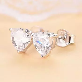 Серьги-гвоздики из стерлингового серебра 925 пробы с 3ex сердцем, круглые 1 карат Vvs1 D, муассанит, прошедшие тест, с бриллиантами для женщин, подарки