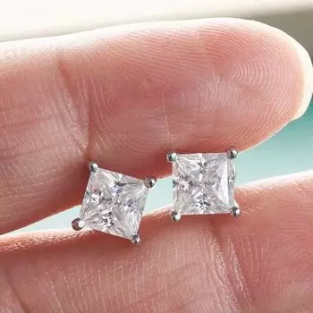 Серьги-гвоздики из стерлингового серебра 925 пробы с муассанитом D цвета 2 карата/пара изумрудного жемчуга огранки для женщин с покрытием из желтого розового золота и бриллиантов 1CTX2