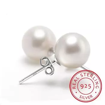 Серьги-гвоздики из стерлингового серебра 925 пробы 6 мм/8 мм/10 мм с пресноводным культивированным жемчугом и пуговицами для женщин в качестве лучшего подарка, ювелирные изделия 7-8mm