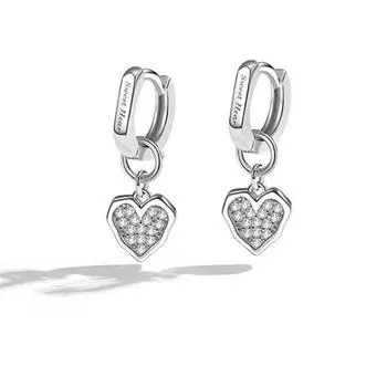 Серьги-гвоздики из стерлингового серебра 925 пробы с цирконием в виде сердца для женщин и девочек, ювелирные изделия для свадебной вечеринки, Pendientes Eh318