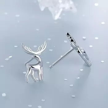Серьги-гвоздики из стерлингового серебра 925 пробы с животными, оленями, модные украшения для женщин, рождественский подарок, Pendientes Aretes