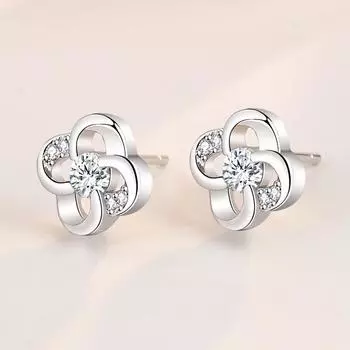 Серьги-гвоздики из стерлингового серебра 925 пробы с цветком и пирсингом для женщин и девочек, корейские ювелирные изделия для свадебной вечеринки, Pendientes