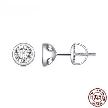 Серьги-гвоздики из стерлингового серебра 925 пробы с муассанитом и круглой огранкой, серьги с бриллиантами для женщин, свадебные украшения, подарок 0.5CT X2