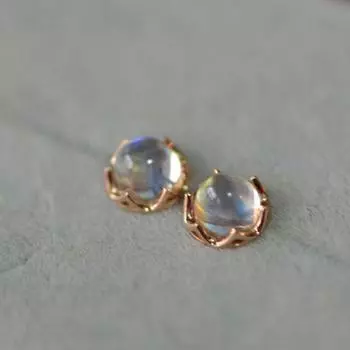 Серьги-гвоздики из стерлингового серебра 925 пробы из розового золота с яйцом и лунным камнем, мини-милые темпераментные универсальные круглые серьги, серьги в стиле INS