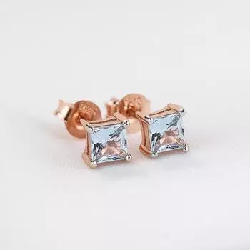 Серьги-гвоздики из стерлингового серебра 925 пробы с драгоценными камнями, небесно-голубой топаз, серьги-гвоздики для женщин и девочек, милые нежные ювелирные изделия, классические аксессуары