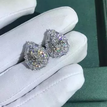 Серьги-гвоздики из стерлингового серебра 925 пробы 3ex Water Drop 8ct Vvs с розовым сапфиром и цитрином D из синтетического муассанита