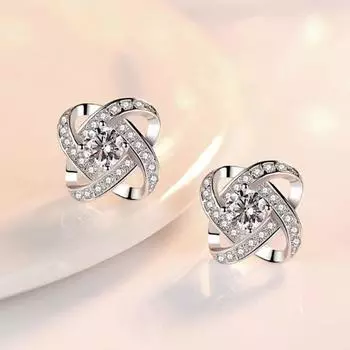 Серьги-гвоздики из стерлингового серебра 925 пробы с бриллиантами в форме клевера, модные серьги-цветы 925 белый