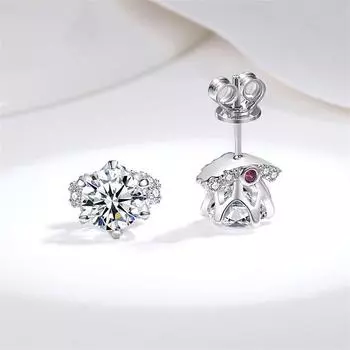 Серьги-гвоздики из стерлингового серебра 925 пробы с муассанитом и бриллиантами для женщин, модные классические ювелирные изделия для девочек старшего возраста, подарки на вечеринку 1CT