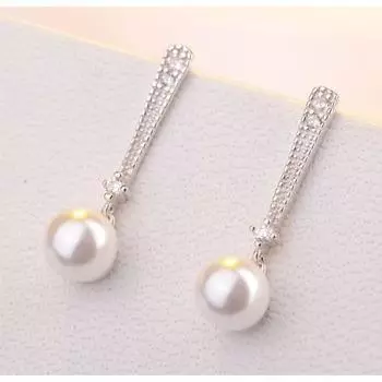 Серьги-гвоздики из стерлингового серебра 925 пробы с анти-жемчугом, корейские серьги, модные микро-горный хрусталь, изысканные серебряные аксессуары для ушей 925