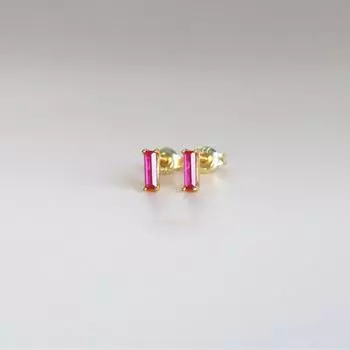 Серьги-гвоздики из стерлингового серебра 925 пробы с красным корундом, базовые универсальные серьги с инкрустацией из циркония 925