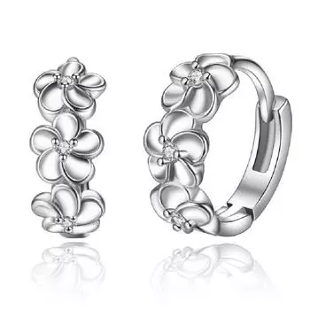 Серьги-гвоздики из стерлингового серебра 925 пробы с цветком сливы, серебряные ювелирные изделия с бриллиантами, модные популярные серьги-гвоздики, изысканный орнамент 925