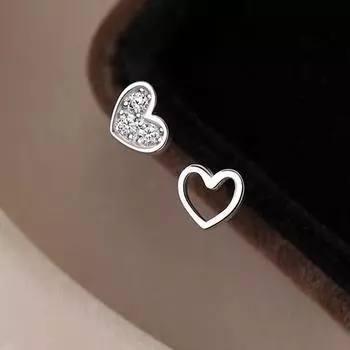 Серьги-гвоздики из стерлингового серебра 925 пробы с любящим сердцем, нишевые серьги Ins Light, роскошный дизайн, универсальные серьги 925
