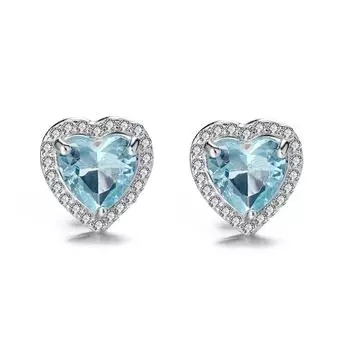 Серьги-гвоздики из стерлингового серебра 925 пробы с популярным украшением в форме сердца океана, простые, темпераментные, универсальные 925