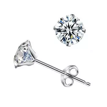 Серьги-гвоздики из стерлингового серебра 925 пробы, женские модные серьги-гвоздики с четырьмя когтями 3mm925