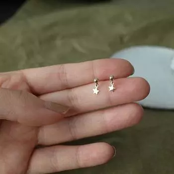 Серьги-гвоздики из стерлингового серебра 925 пробы с покрытием из золота 14 карат, мини-серьги-гвоздики со звездами, женские ювелирные изделия в подарок золотой
