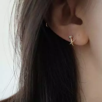 Серьги-гвоздики из стерлингового серебра 925 пробы с крестообразным покрытием, женские простые ювелирные изделия, элегантные женские серьги белого золота