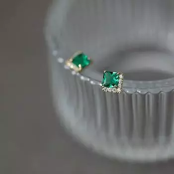 Серьги-гвоздики из стерлингового серебра 925 пробы с изумрудами и цирконами, простые женские универсальные серьги в стиле «люкс» 925