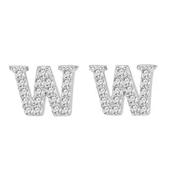 Серьги-гвоздики из стерлингового серебра 925 пробы с буквой W, модные английские серьги, изысканные милые серьги 925 Silver