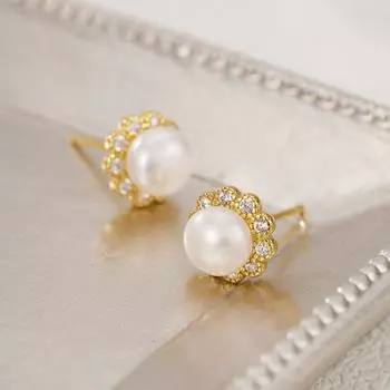 Серьги-гвоздики из стерлингового серебра 925 пробы с ажурным жемчугом, женские серьги в стиле ретро премиум-класса с натуральным пресноводным жемчугом, инкрустированные серебряным жемчугом 925 Silver