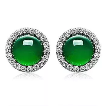 Серьги-гвоздики из стерлингового серебра 925 пробы, серебряные серьги-гвоздики, натуральный халцедон, серьги в корейском стиле 925