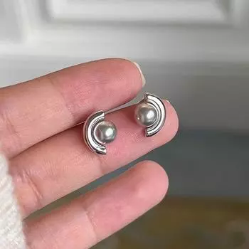 Серьги-гвоздики из стерлингового серебра 925 пробы C-образной формы. Высококачественный особый дизайн. Доступные роскошные модные модные серьги Grace для женщин.