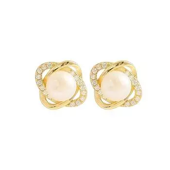 Серьги-гвоздики из стерлингового серебра 925 пробы с пресноводным жемчугом, элегантные ретро-серьги французского стиля, высококачественные, подходящие для белого воротничка, для рабочего дня 925