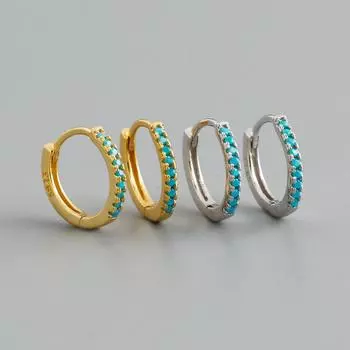 Серьги-гвоздики из стерлингового серебра 925 пробы для женщин, пирсинг из голубого циркония, серьги-гвоздики Huggie Circle, ювелирные изделия Pendientes Eh1406 золотой