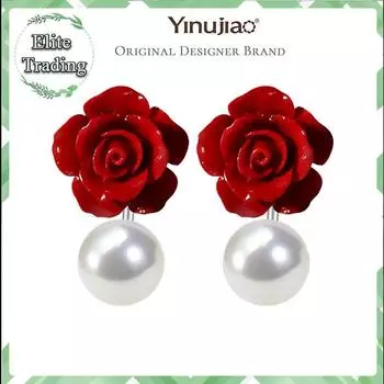 Серьги-гвоздики из стерлингового серебра 925 пробы с синтетическим кораллом и черным жемчугом чёрный