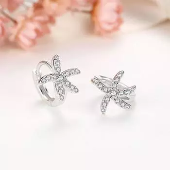 Серьги-гвоздики из стерлингового серебра 925 пробы с кристаллами в виде морской звезды для женщин, модные украшения для вечеринок, аксессуары для подвесок Eh1461