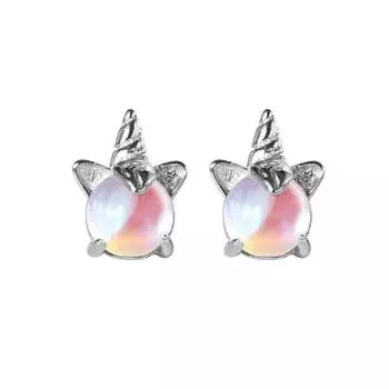 Серьги-гвоздики из стерлингового серебра 925 пробы с единорогом и опалом для женщин, ювелирные изделия на годовщину вечеринки Pendientes eh473