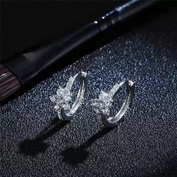 Серьги-гвоздики из стерлингового серебра 925 пробы с кристаллами и цветком для женщин и девочек, ювелирные изделия для помолвки, Pendientes Eh1014