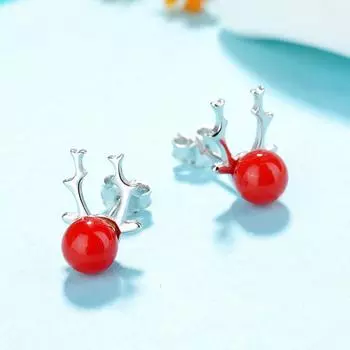 Серьги-гвоздики из стерлингового серебра 925 пробы с рогами в корейском стиле, рождественские серьги в стиле Мори из стерлингового серебра 925