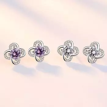 Серьги-гвоздики из стерлингового серебра 925 пробы, высококачественные женские модные украшения, серьги с кристаллами циркония Lucky Clover, противоаллергические