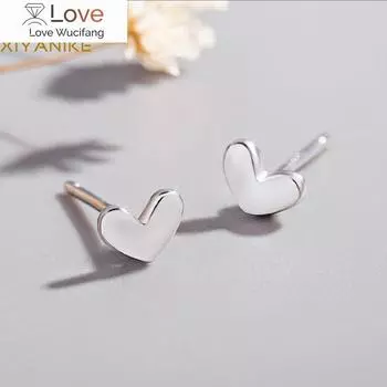 Серьги-гвоздики из стерлингового серебра 925 пробы для женщин, предотвращающие аллергию, новые модные простые маленькие серьги в форме сердца