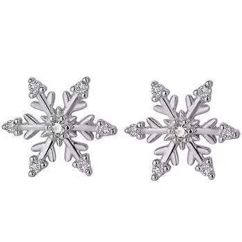 Серьги-гвоздики из стерлингового серебра 925 пробы с цирконием и снежинками для женщин, свадебные рождественские украшения, женские Pendientes Eh061