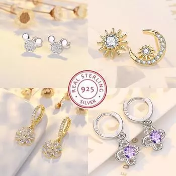 Серьги-гвоздики из стерлингового серебра 925 пробы со звездами AAA, циркон высокого качества для женщин, свадебные ювелирные украшения, аксессуары, подарок на вечеринку