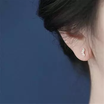 Серьги-гвоздики из стерлингового серебра 925 пробы, простые серьги-гвоздики с кристаллами паве и крыльями лотоса, женские легкие роскошные темпераментные свадебные украшения, подарок золотой