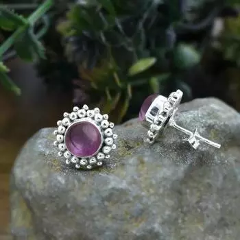 Серьги-гвоздики из стерлингового серебра 925 пробы с фиолетовым аметистом и драгоценными камнями