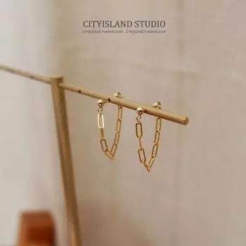 Серьги-гвоздики из стерлингового серебра 925 пробы с квадратной цепочкой и кисточками, с застежкой-клипсой 925