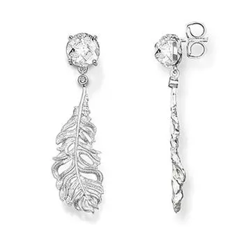 Серьги-гвоздики из стерлингового серебра 925 пробы с круглыми цирконами в форме перьев, модные стильные гламурные серьги, подарок для души для женщин