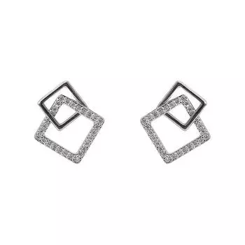 Серьги-гвоздики из стерлингового серебра 925 пробы с квадратными бусинами и кубическим цирконием для женщин, девушек, леди, подвески, ювелирные изделия Eh1338